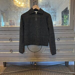 VINCE Black Quarter Zip Ribbed Sweater Cashmere Wool sz xxc